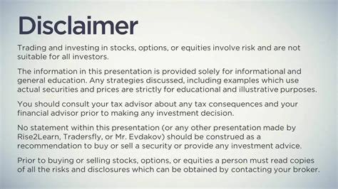Sales and trading disclaimer .